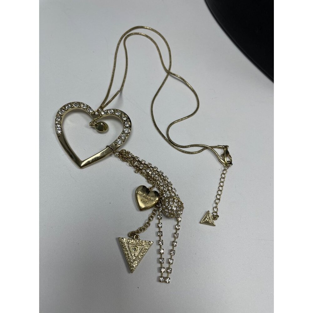 Guess wms gold plated faux diamonds 20" charmed necklace SKU 9858